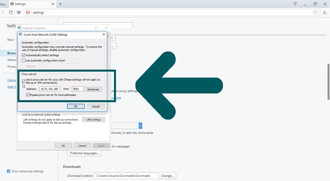 Opera Proxy configuration