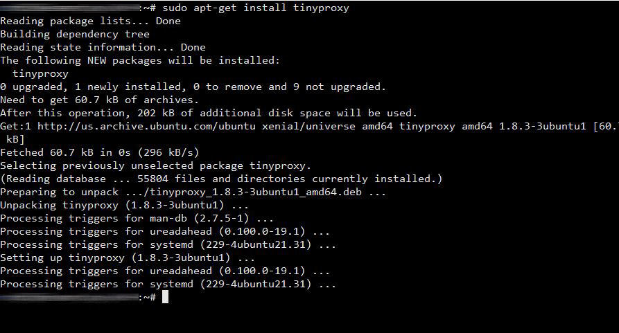 tinyproxy installation