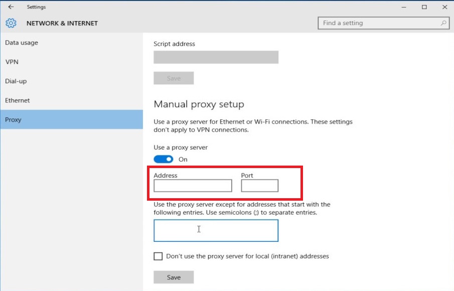 windows 10 proxy ip and port